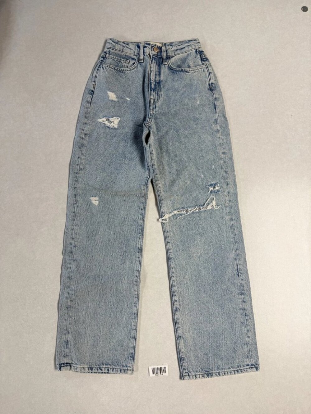 WORN Triarchy Womens High Rise Straight Leg Distressed Jeans Light Blue Size 24
